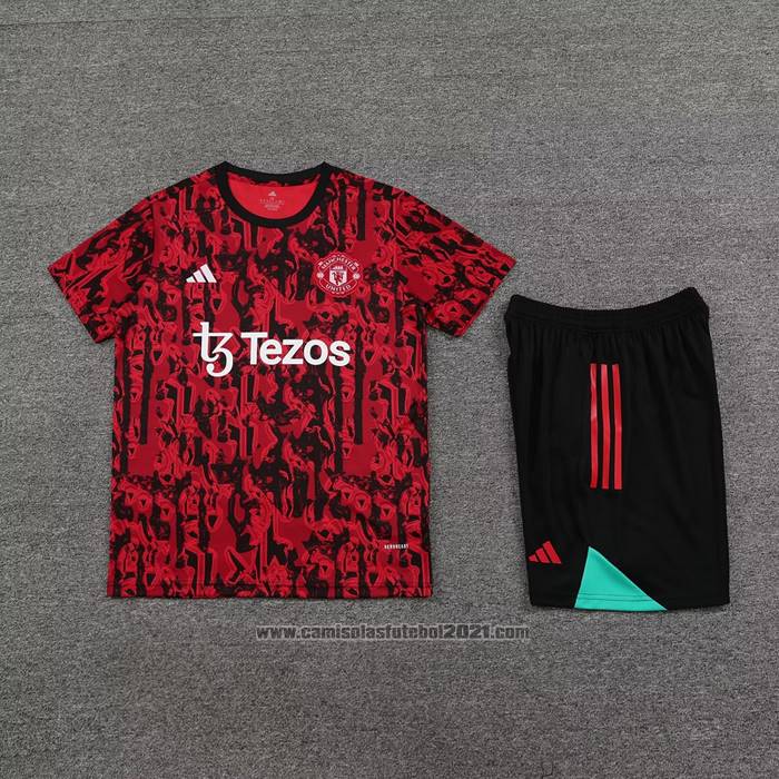 Fato de Treino Manchester United Manga Curta 2023-2024 Vermelho - Calcas Curta